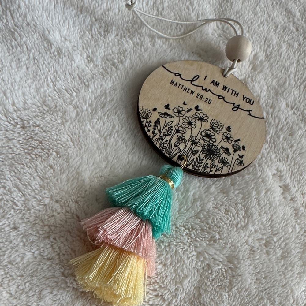 Inspirational Scripture Rear View Mirror Hanging Daily Inspiration with Tassels - Picture 4 of 8